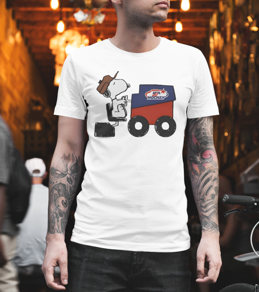 Peanuts Snoopy USA Hockey Zamboni Fresh Ice T-Shirt