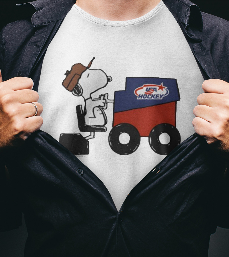 Peanuts Snoopy USA Hockey Zamboni Fresh Ice T-Shirt