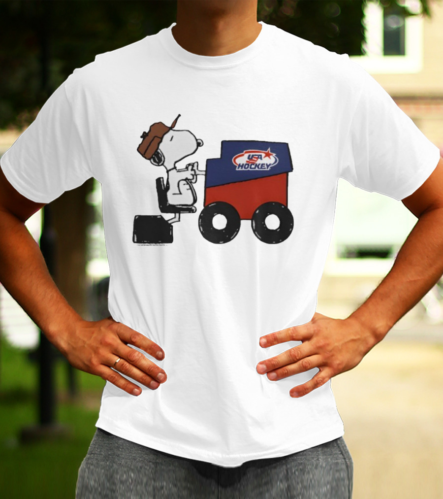 Peanuts Snoopy USA Hockey Zamboni Fresh Ice T-Shirt
