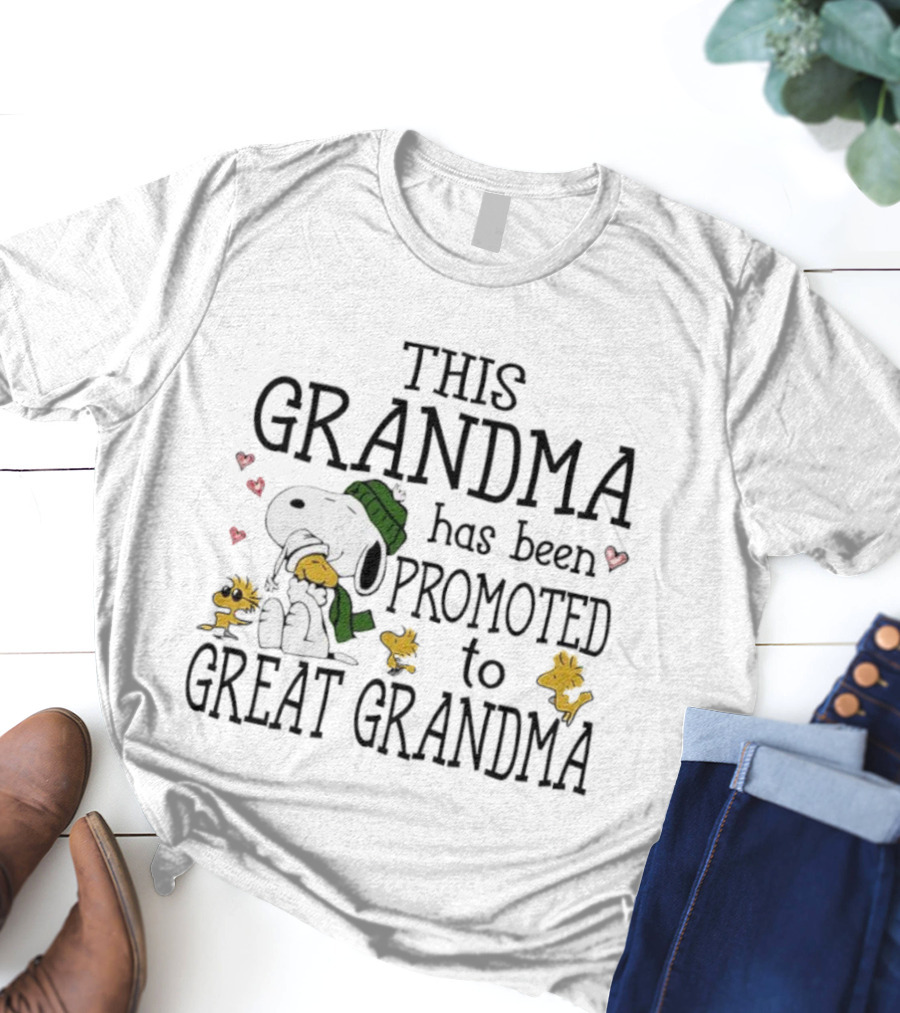 Snoopy Woodstock This Grandma Has Been Promoted To Great Grandma T-Shirt