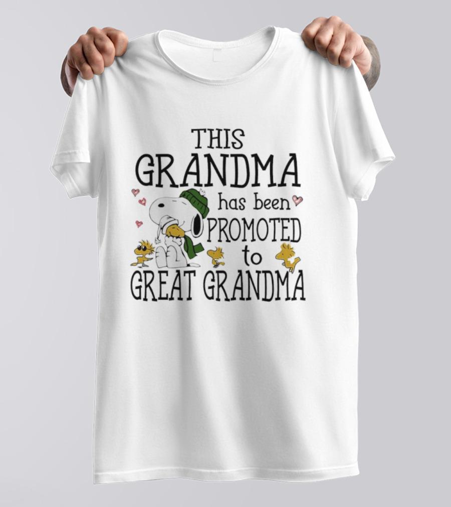 Snoopy Woodstock This Grandma Has Been Promoted To Great Grandma T-Shirt