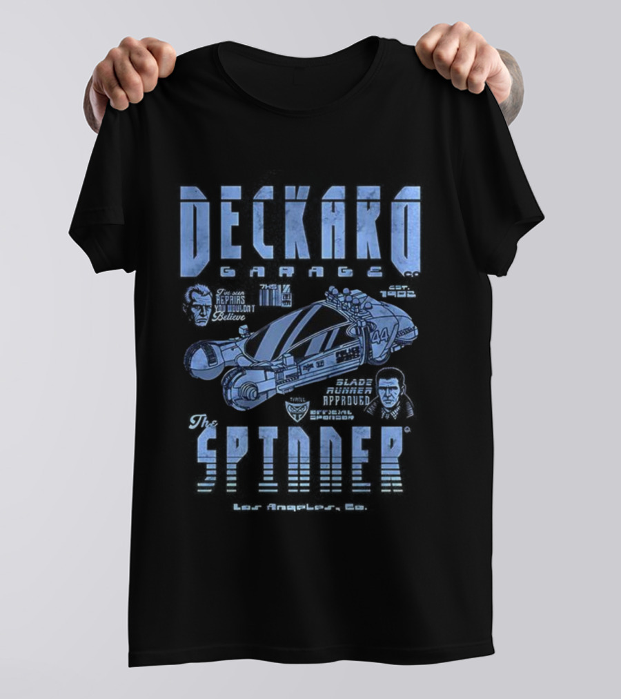 Deckard Spinner Los Angeles 1982 Replicants Machines Repairs Serve Survive T-Shirt