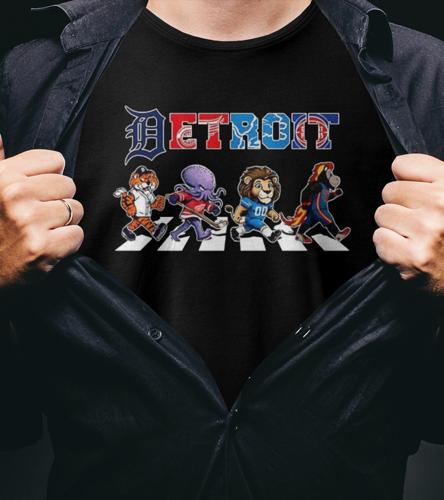 Detroit Team Mascots Crosswalk Classic T-Shirt