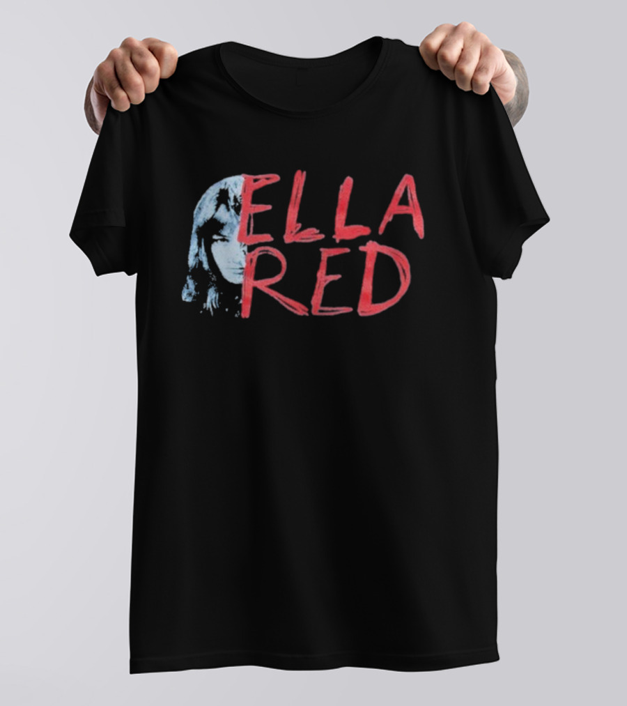 Ella Red Face Stylish Graphic Text Design T-Shirt