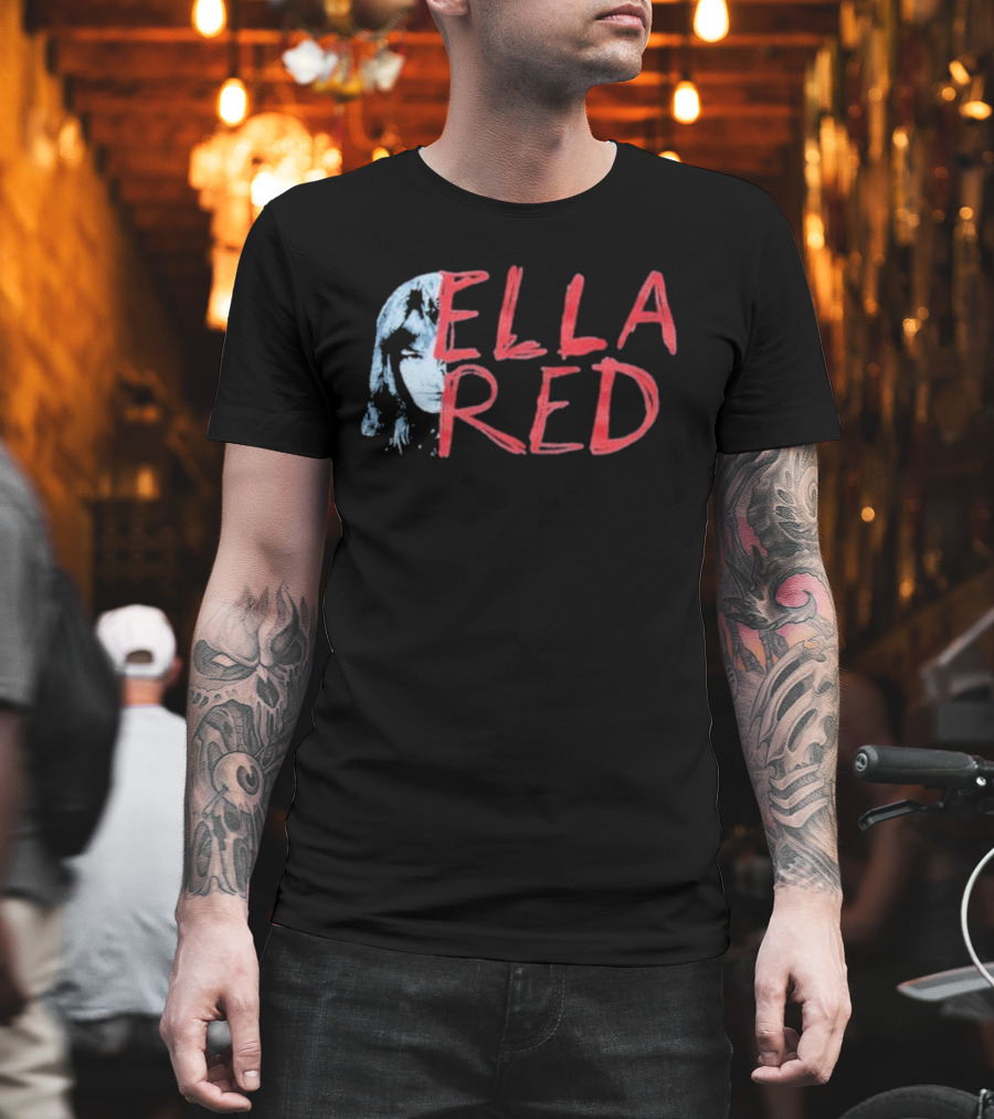Ella Red Face Stylish Graphic Text Design T-Shirt