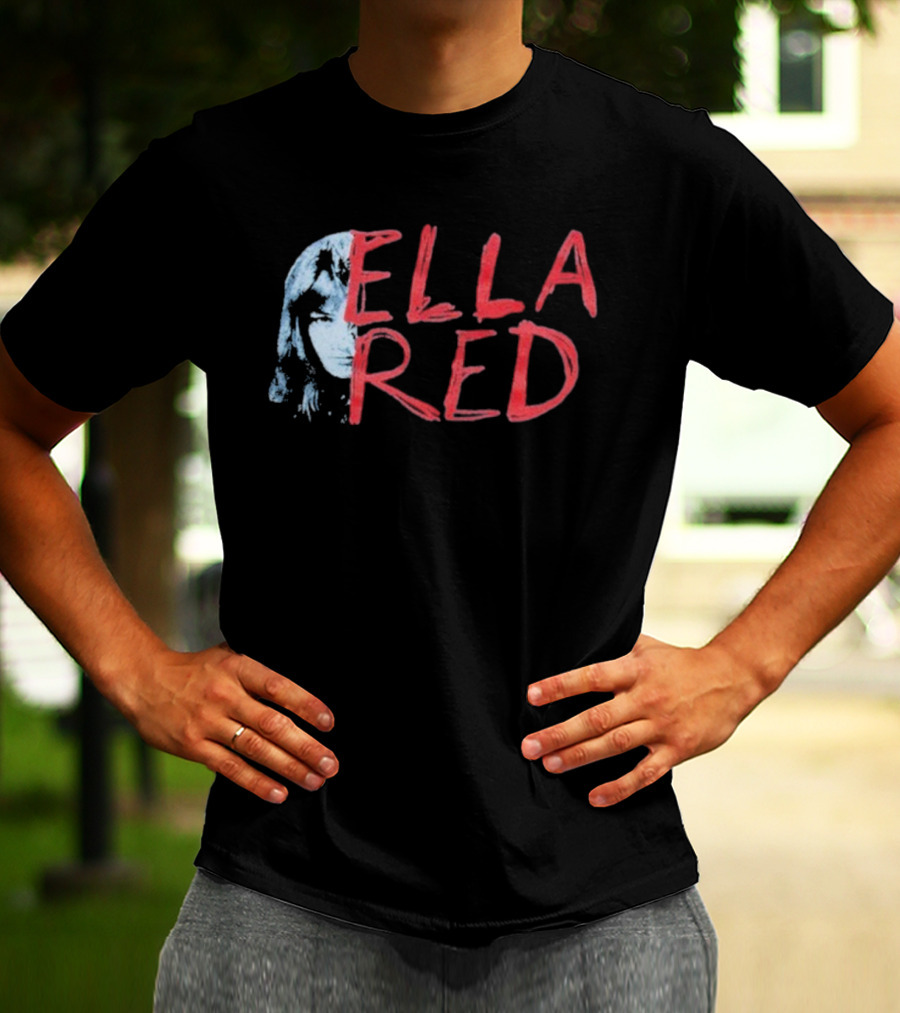 Ella Red Face Stylish Graphic Text Design T-Shirt