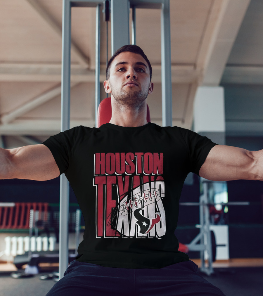 Houston Texans Red White Football Star Emblem T-Shirt