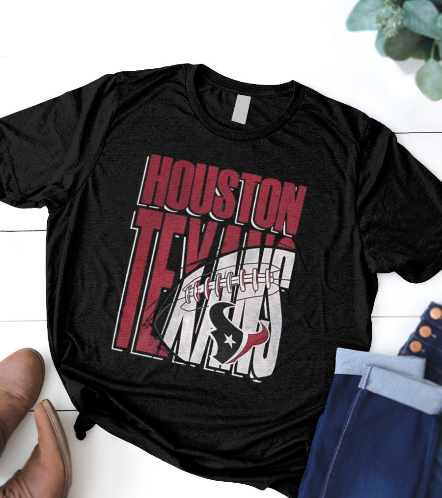 Houston Texans Red White Football Star Emblem T-Shirt