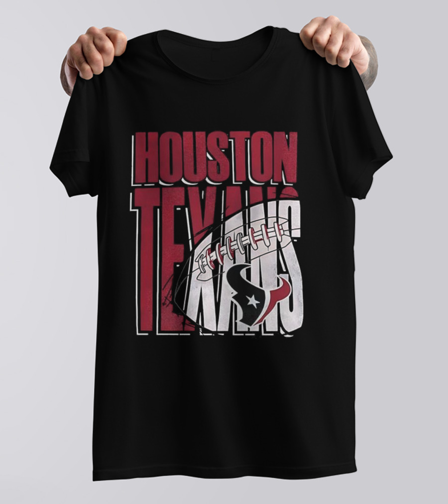 Houston Texans Red White Football Star Emblem T-Shirt