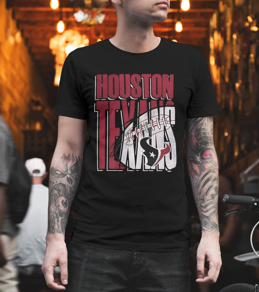 Houston Texans Red White Football Star Emblem T-Shirt