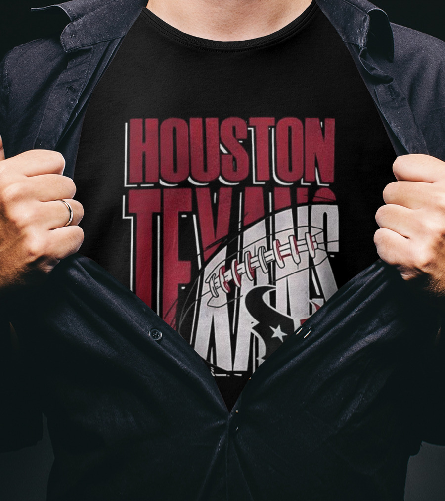 Houston Texans Red White Football Star Emblem T-Shirt