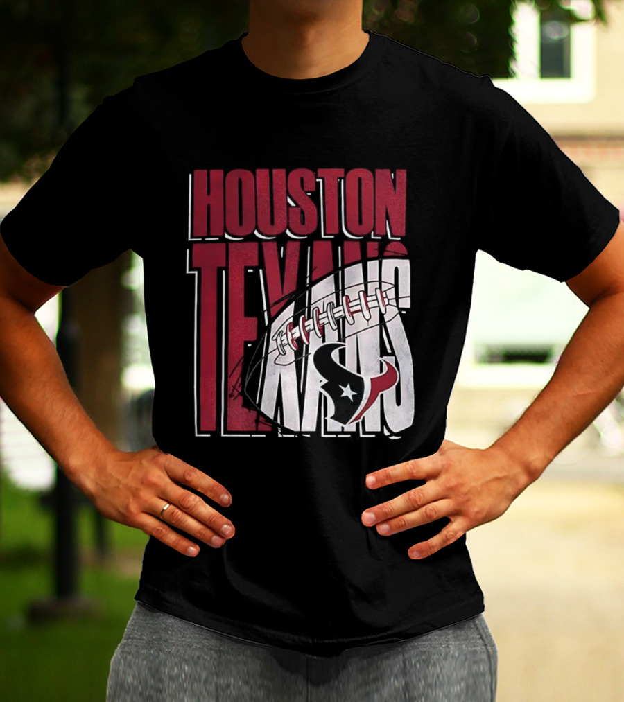 Houston Texans Red White Football Star Emblem T-Shirt