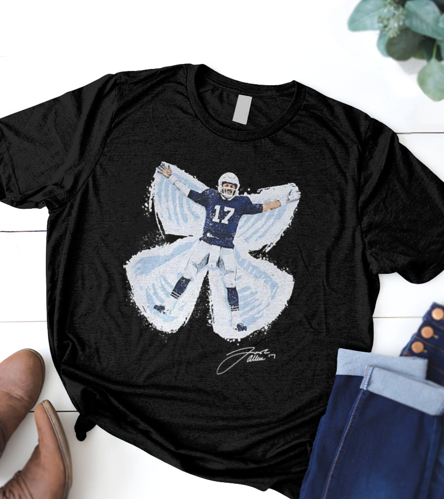 Josh Allen Snow Angel Buffalo Bills 17 Football Signature T-Shirt