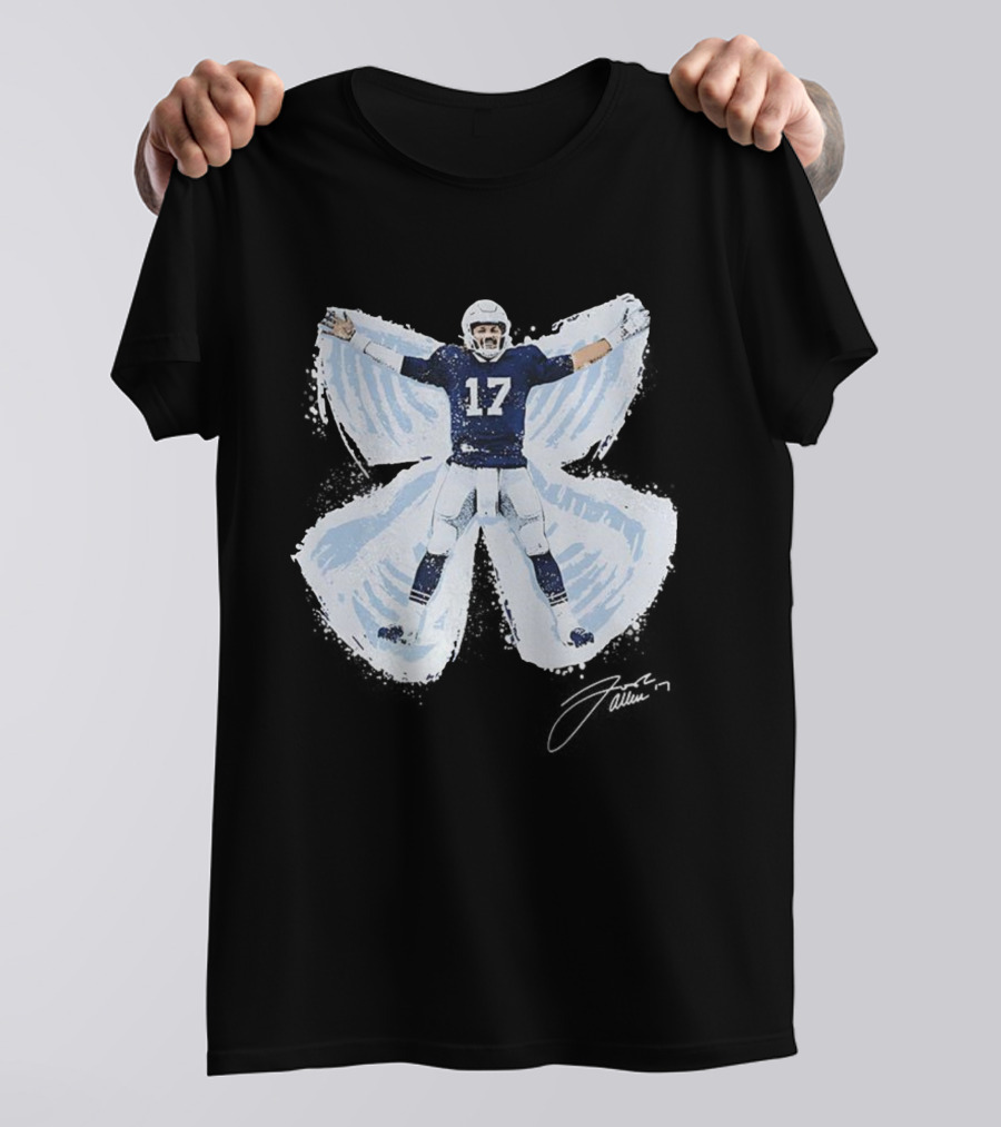 Josh Allen Snow Angel Buffalo Bills 17 Football Signature T-Shirt