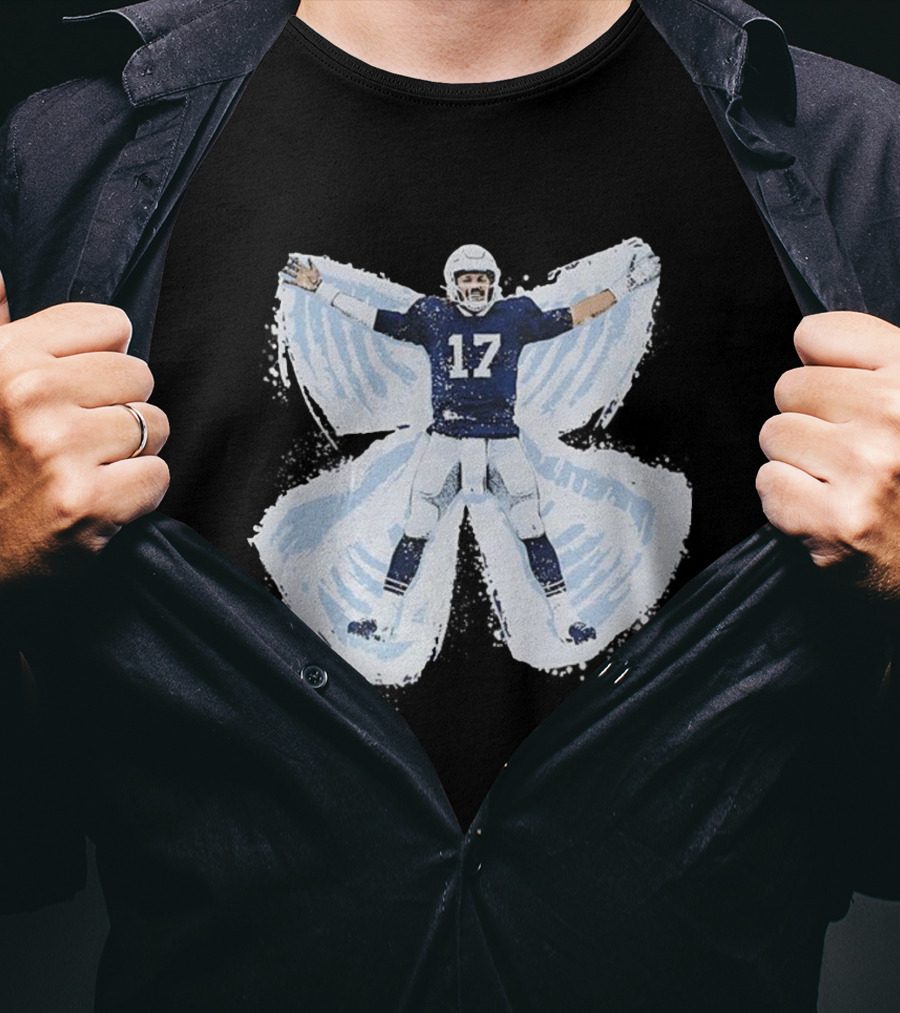 Josh Allen Snow Angel Buffalo Bills 17 Football Signature T-Shirt