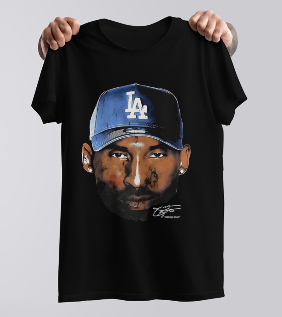 Kobe Bryant LA Dodgers Big Face Signature Cap T-Shirt