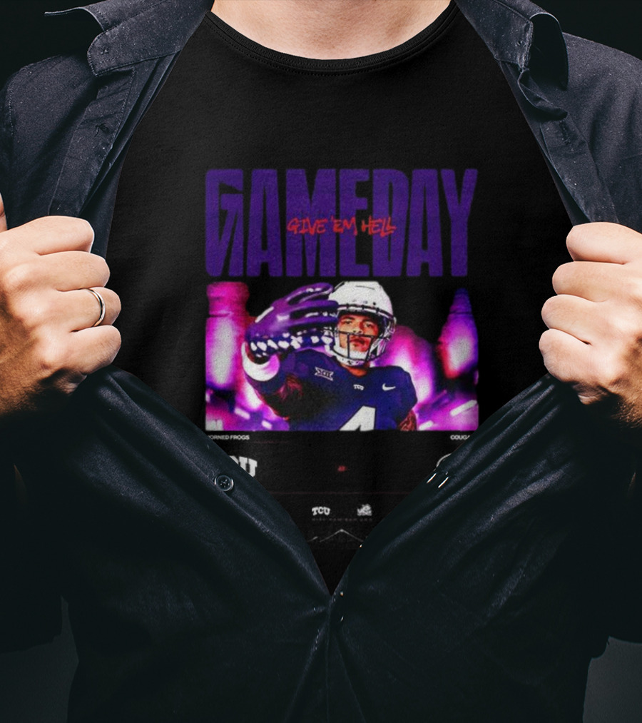 TCU Horned Frogs Gameday Give 'Em Hell NCAA Matchup Vs BYU Cougars T-Shirt
