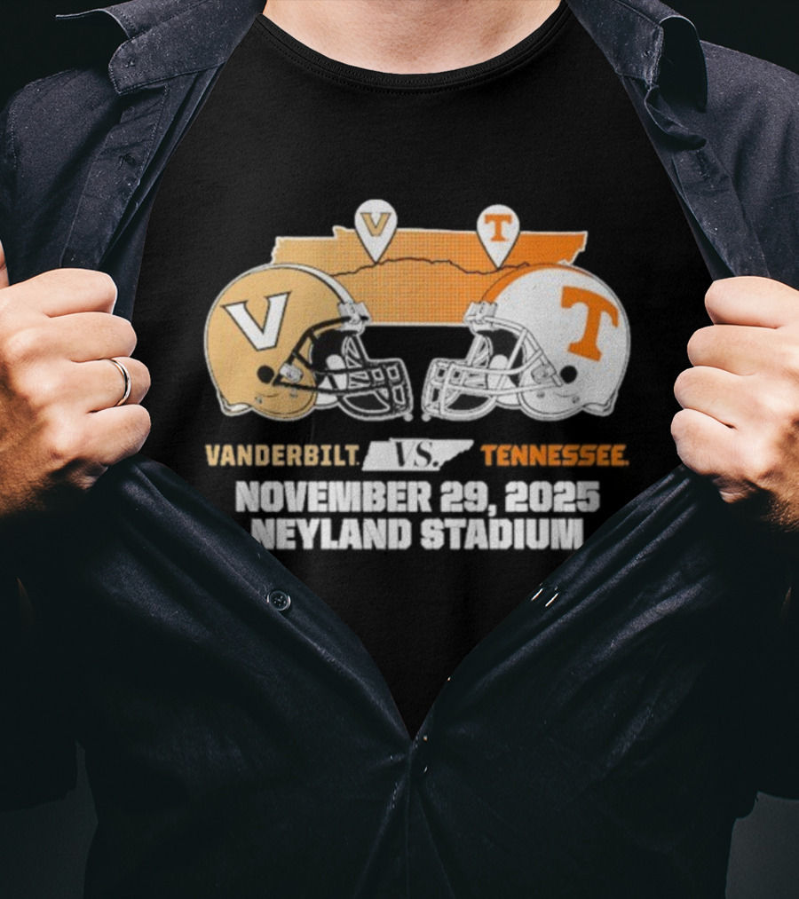 Vanderbilt Vs Tennessee November 29 2025 Neyland Stadium Football Rivals Clash T-Shirt