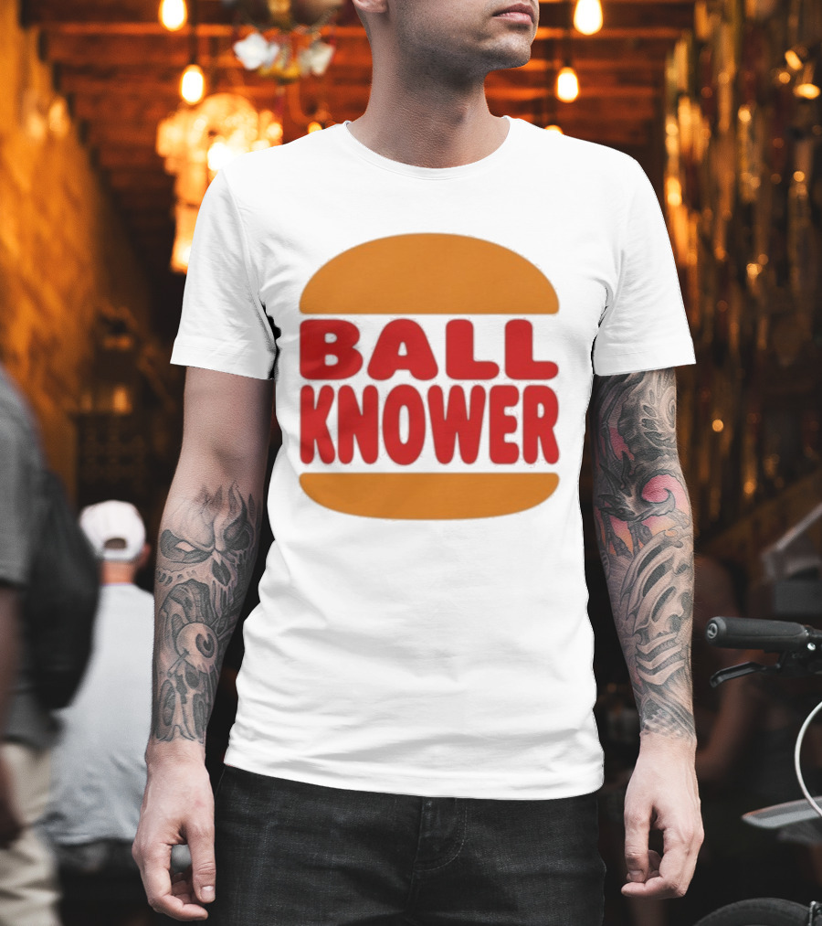 Burger Ball Knower Parody Typography T-Shirt