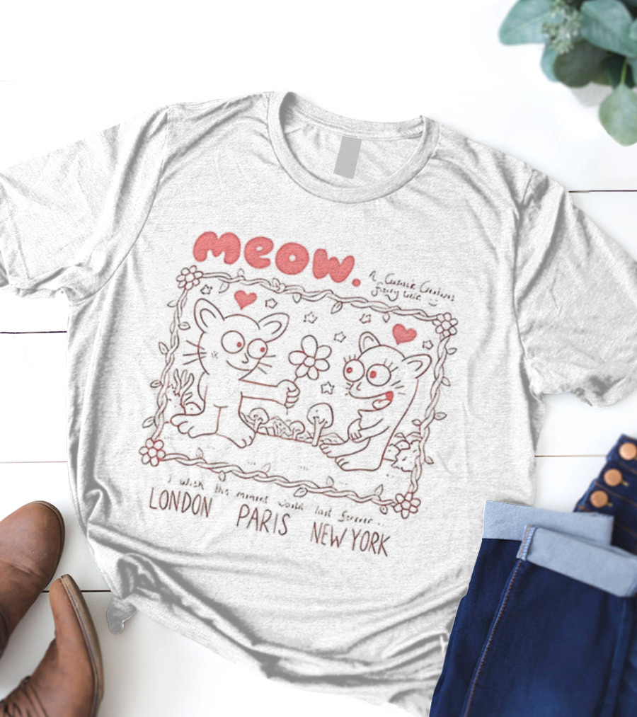 Meow Cats Love London Paris New York Fashion Alexandra Galambova T-Shirt