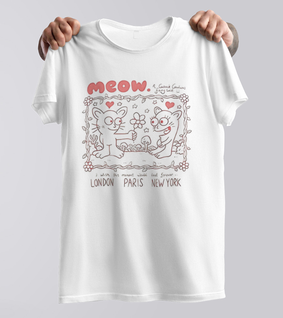 Meow Cats Love London Paris New York Fashion Alexandra Galambova T-Shirt