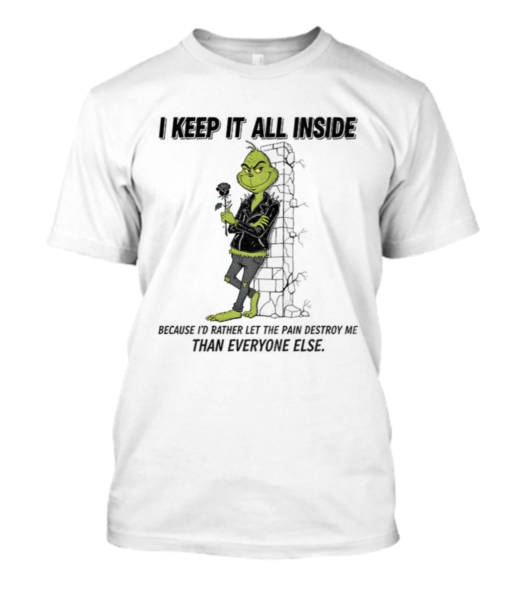 Grinch I Keep It All Inside Let The Pain Destroy Me Christmas T-Shirt