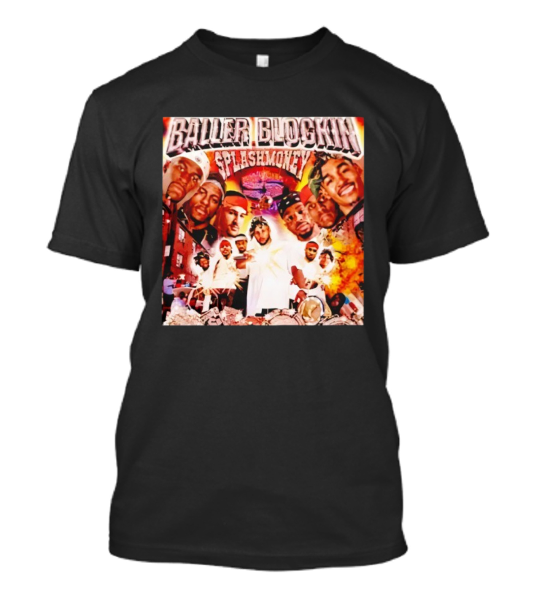 Baller Blockin Splashmoney Hip Hop Collage Street Style Iconic Album Cover T-Shirt