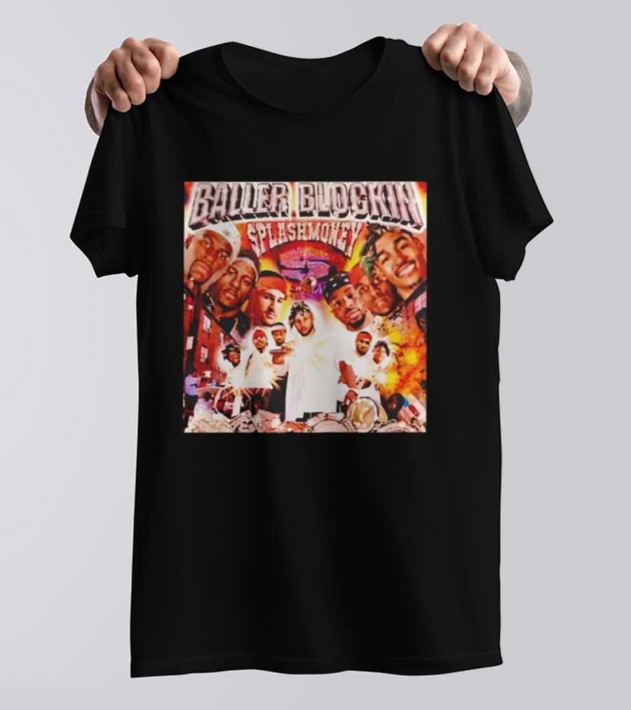 Baller Blockin Splashmoney Hip Hop Collage Street Style Iconic Album Cover T-Shirt