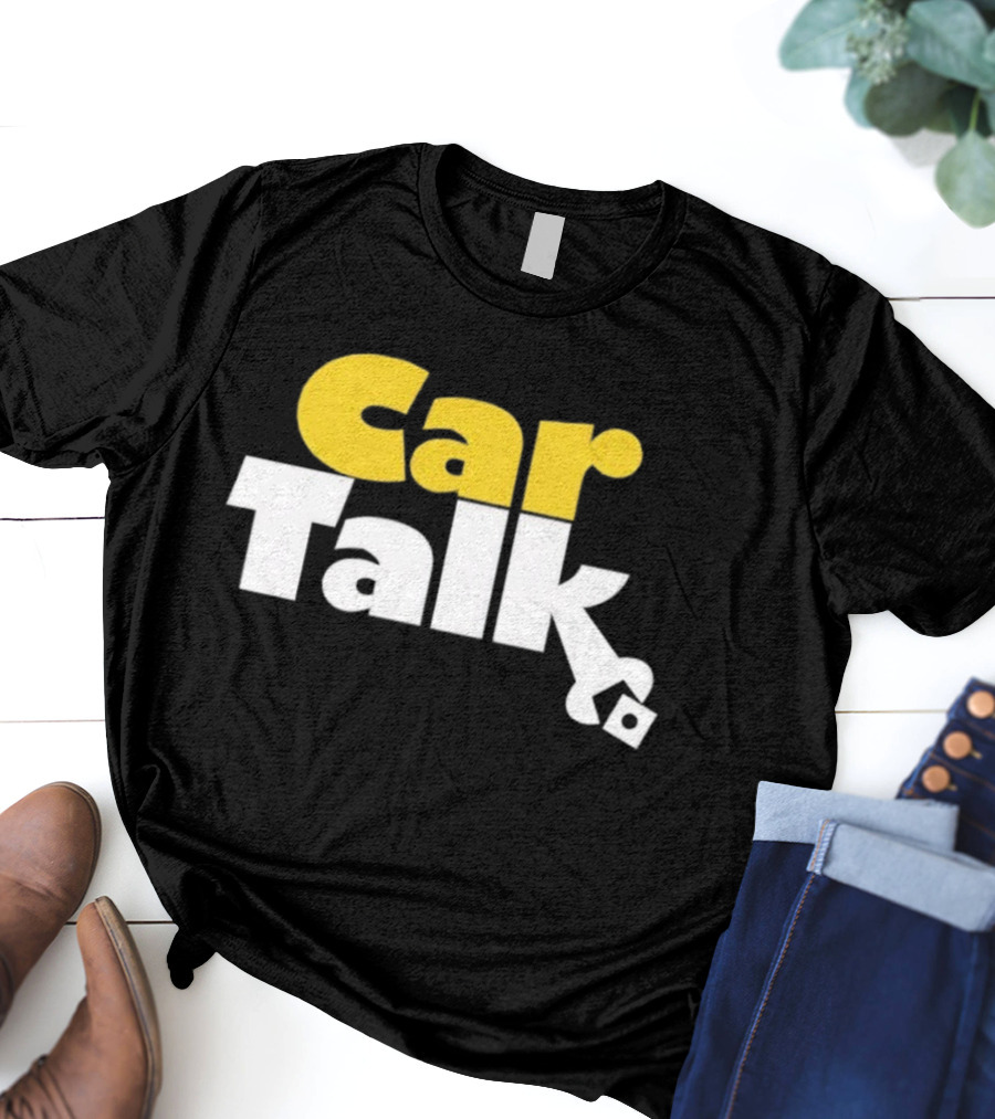 Car Talk NPR Show Logo Yellow And White Text With Wrench Symbol T-Shirt