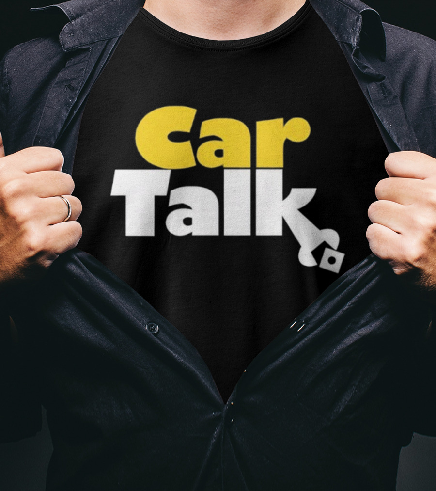Car Talk NPR Show Logo Yellow And White Text With Wrench Symbol T-Shirt