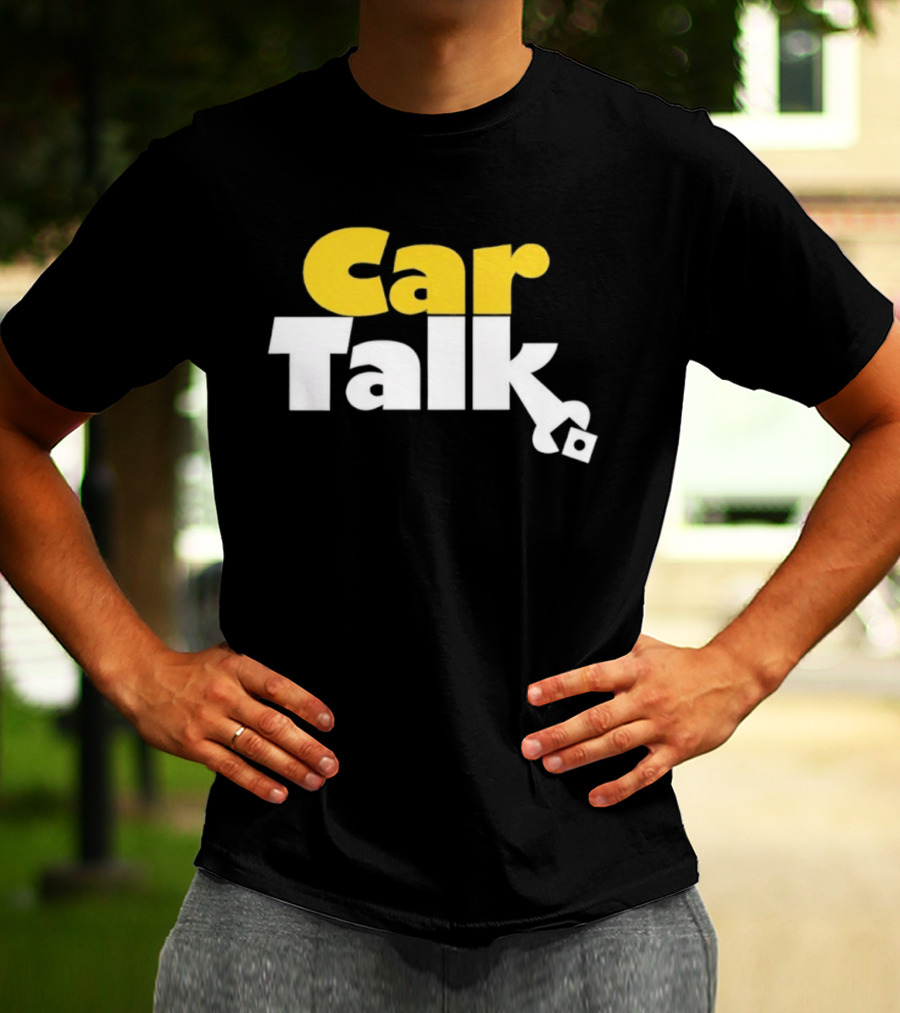 Car Talk NPR Show Logo Yellow And White Text With Wrench Symbol T-Shirt