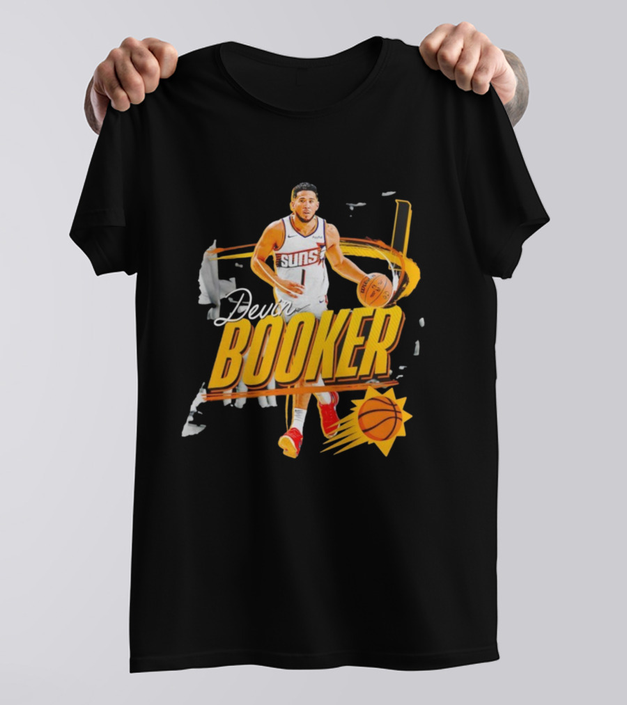 Devin Booker Phoenix Suns Basketball Graphic Retro Style T-Shirt