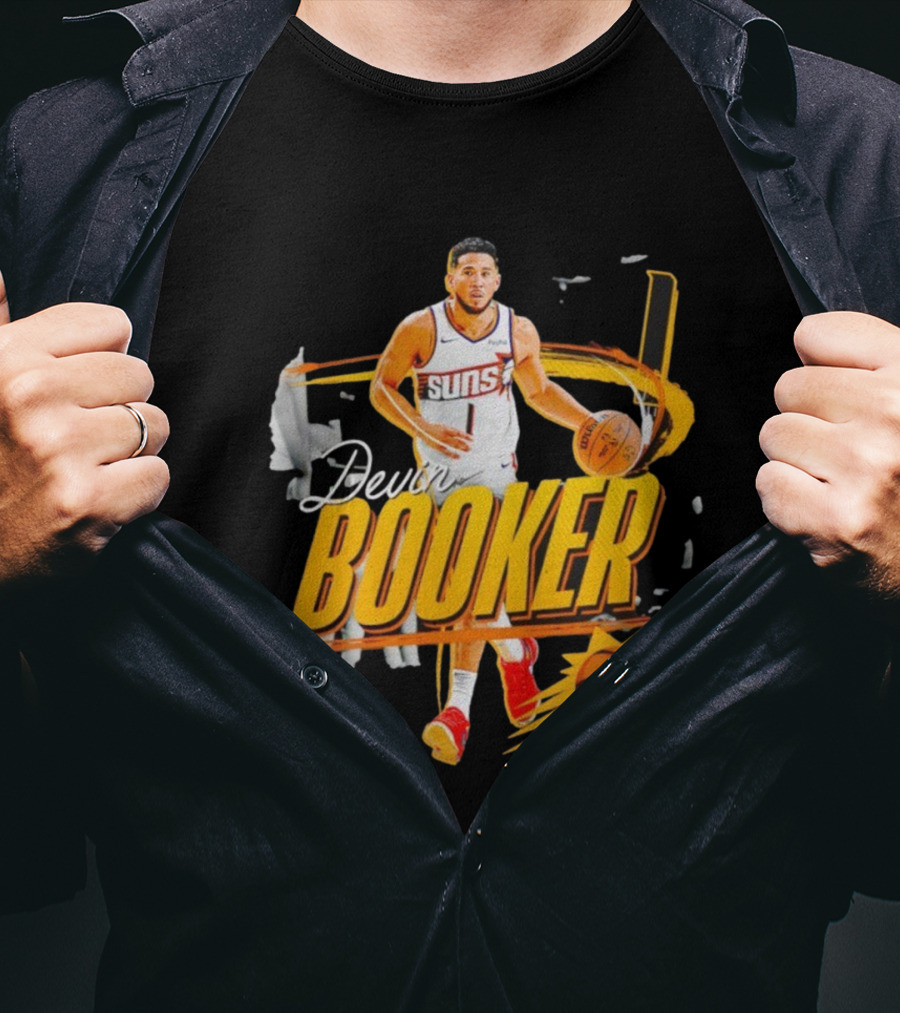 Devin Booker Phoenix Suns Basketball Graphic Retro Style T-Shirt