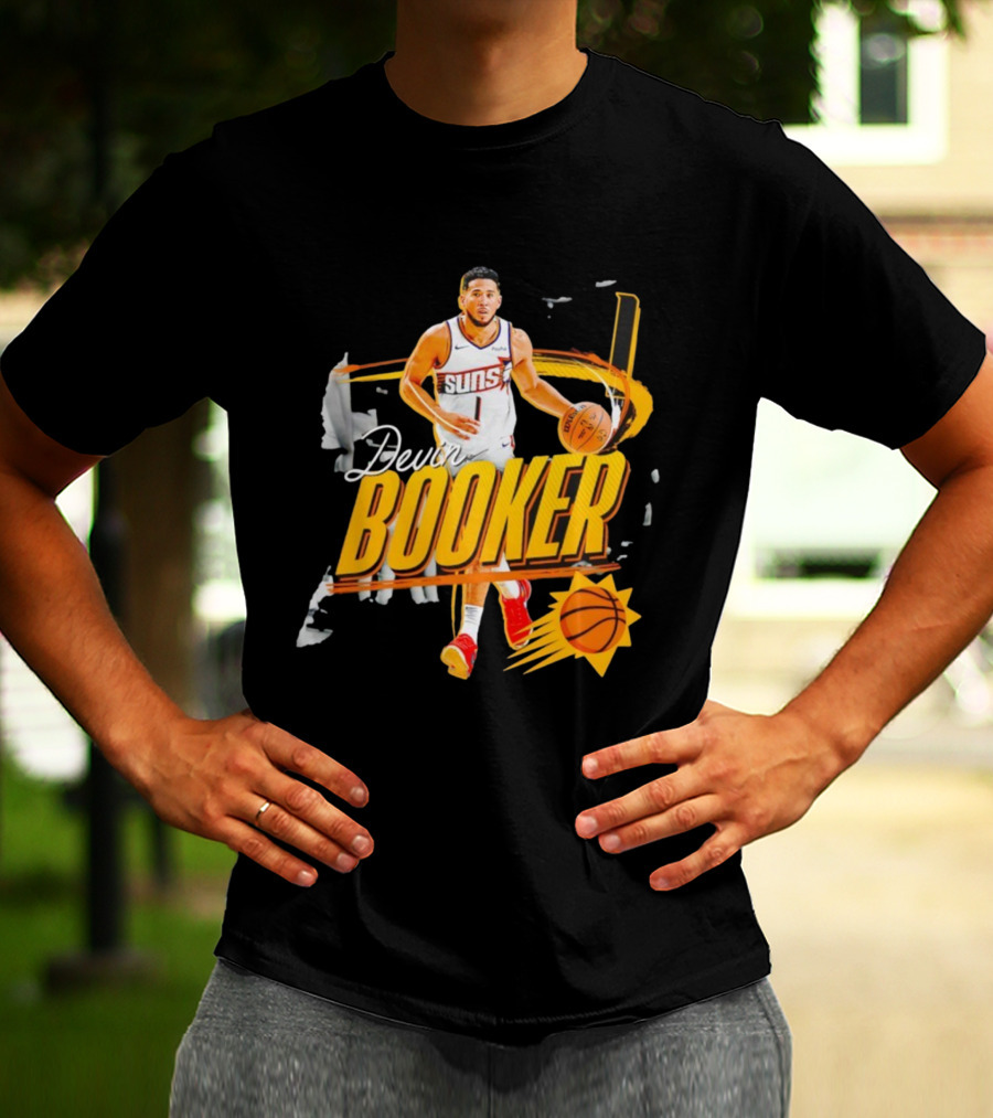 Devin Booker Phoenix Suns Basketball Graphic Retro Style T-Shirt