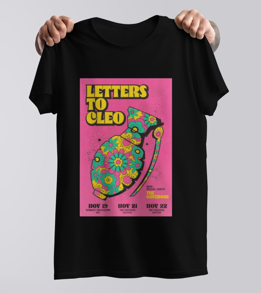 Letters To Cleo Nov 19 2025 Bowery Ballroom New York With The Cavedogs Psychedelic Pop Art T-Shirt