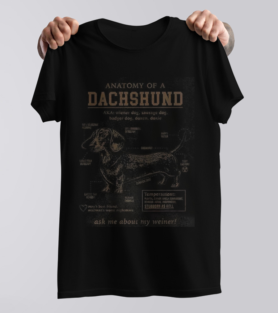Schematic Anatomy Of A Dachshund Sausage Dog Blueprint T-Shirt