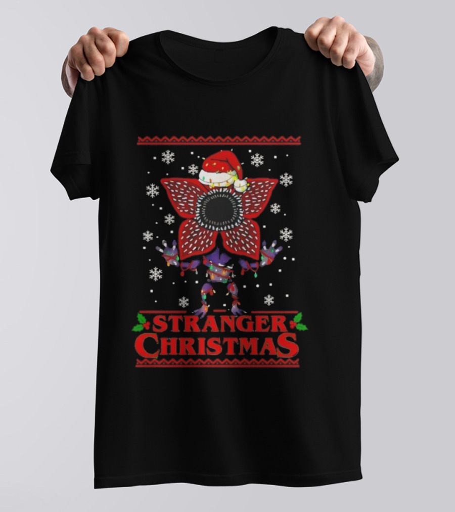 Stranger Christmas Demogorgon Santa Ugly Sweater Humor T-Shirt