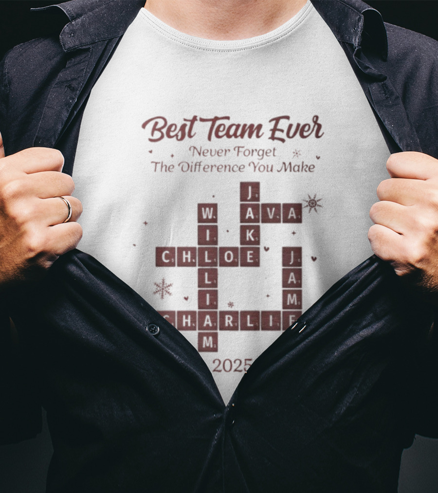 Best Team Ever Never Forget The Difference You Make Scrabble Christmas 2025 T-Shirt