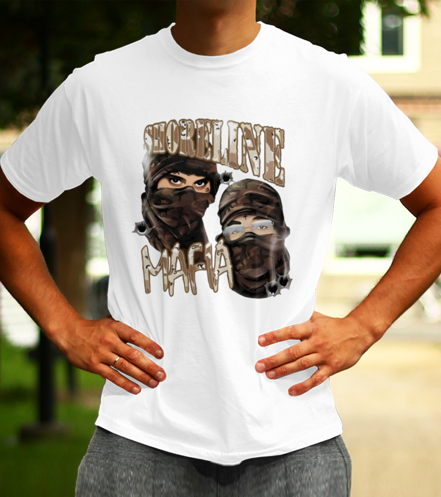Shoreline Mafia Camo Masked Illustration T-Shirt