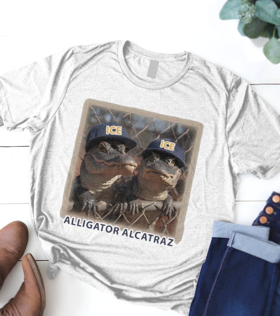 ICE Alligator Alcatraz Caps On Alligators Fence T-Shirt