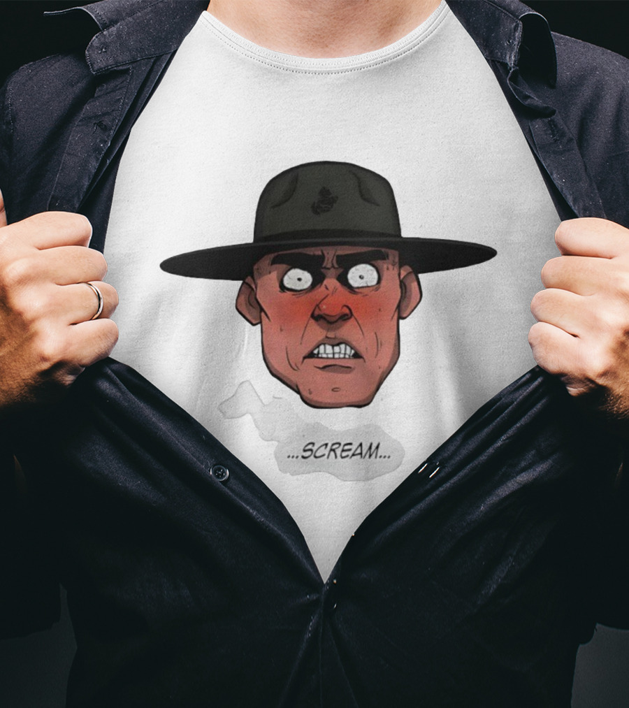 Gunnery Sergeant Hartman Angry Face Iconic Scream T-Shirt
