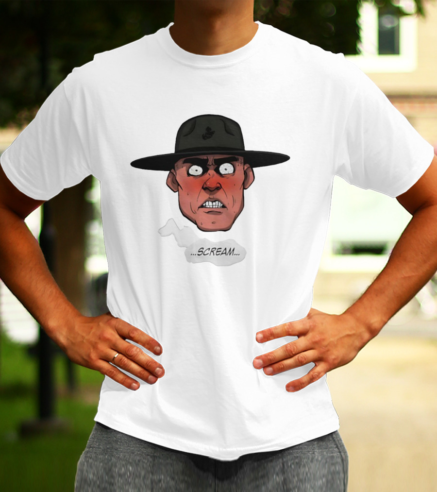Gunnery Sergeant Hartman Angry Face Iconic Scream T-Shirt