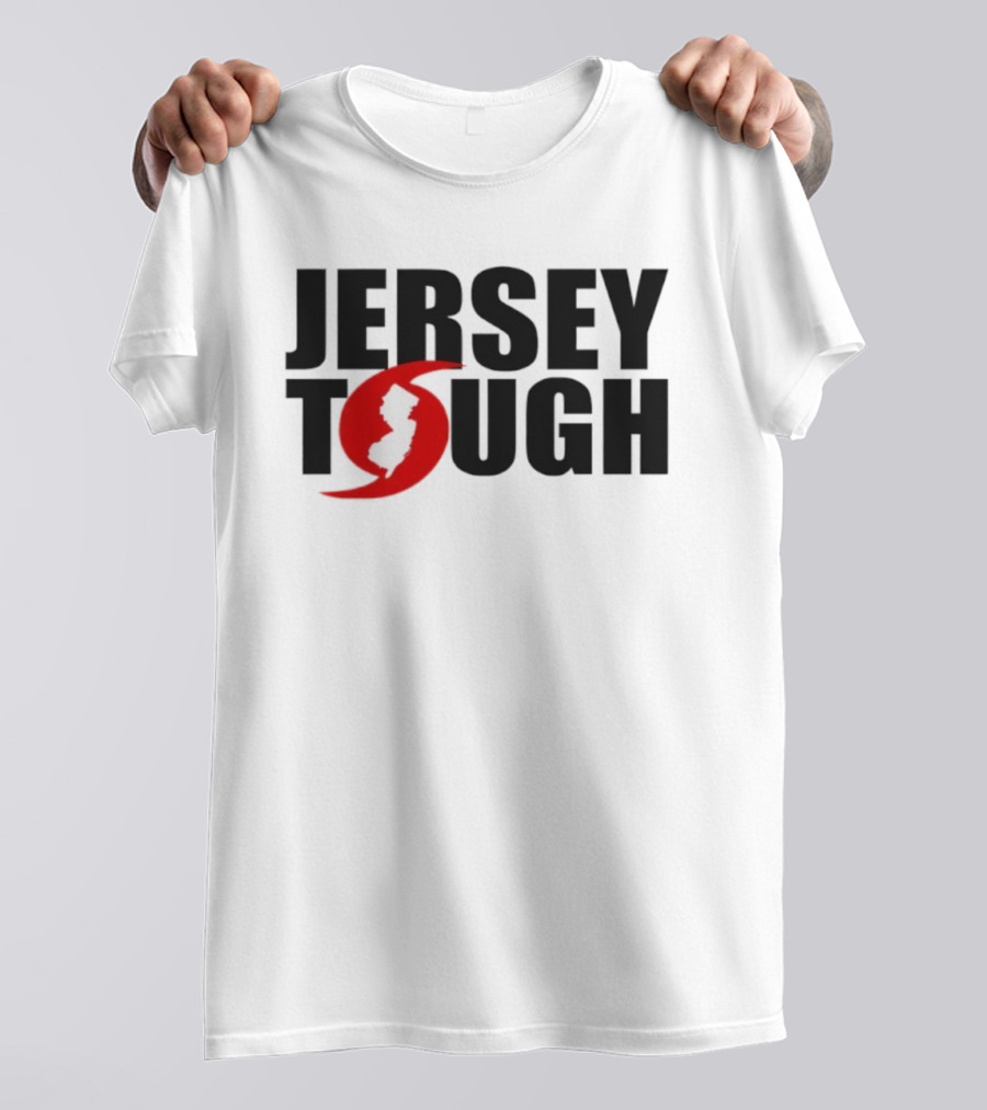 Jersey Tough New Jersey Map Red Circle Graphic T-Shirt