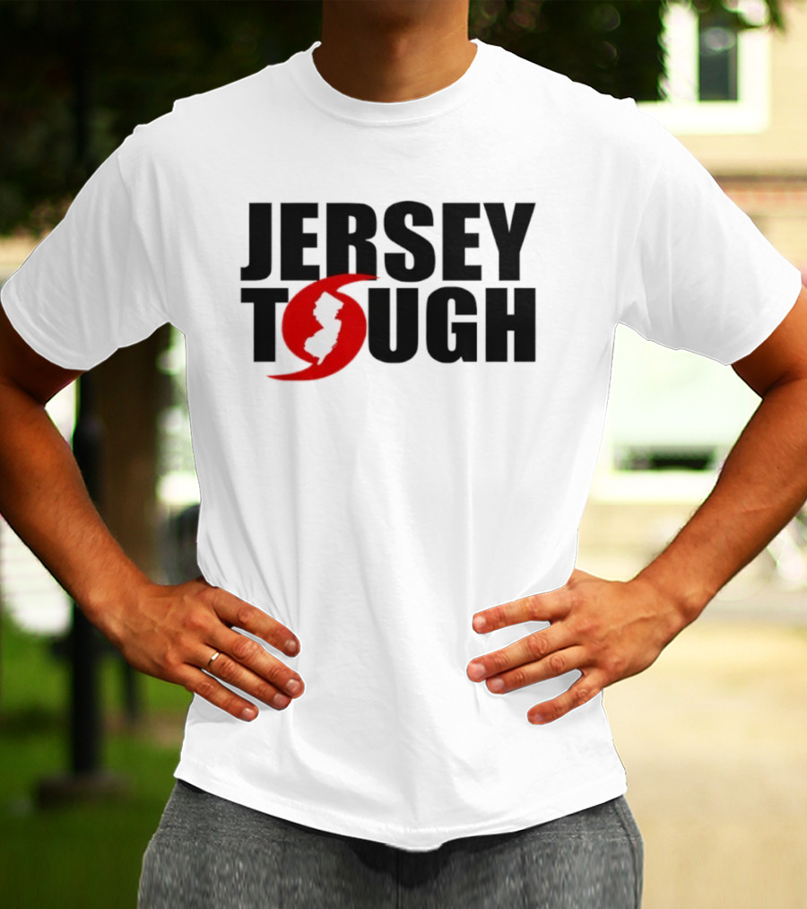 Jersey Tough New Jersey Map Red Circle Graphic T-Shirt