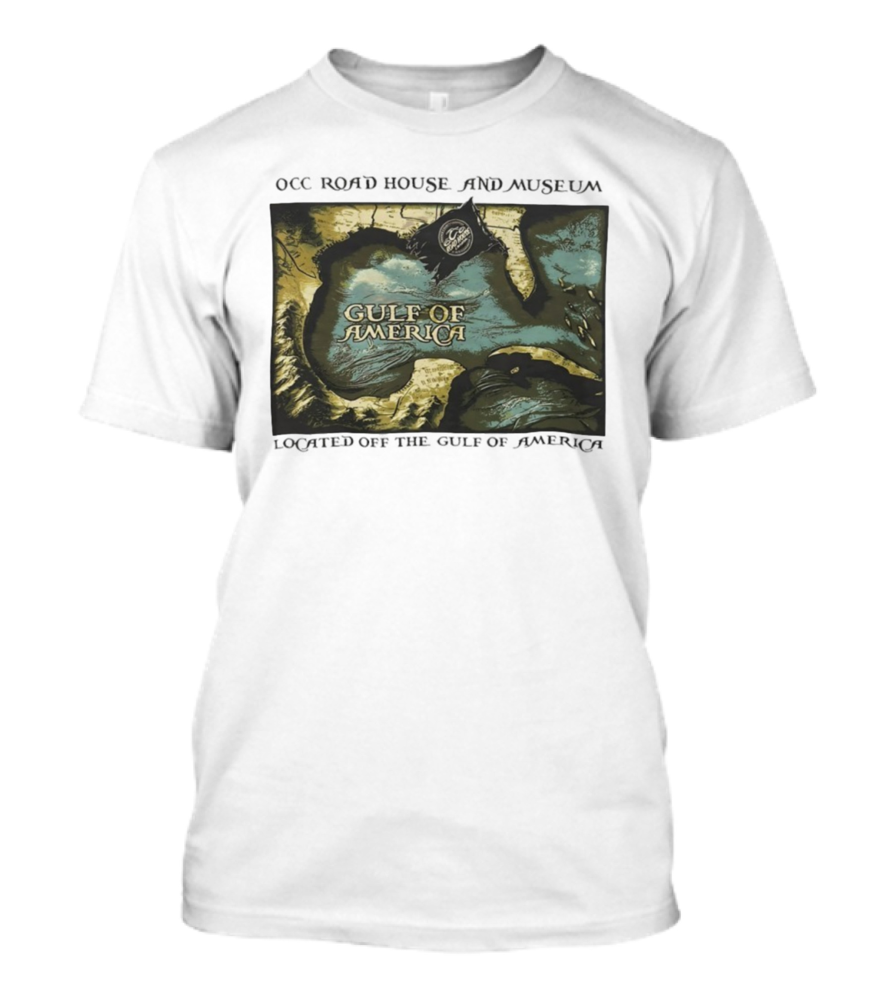 Gulf Of America OCC Road House And Museum Map Design T-Shirt
