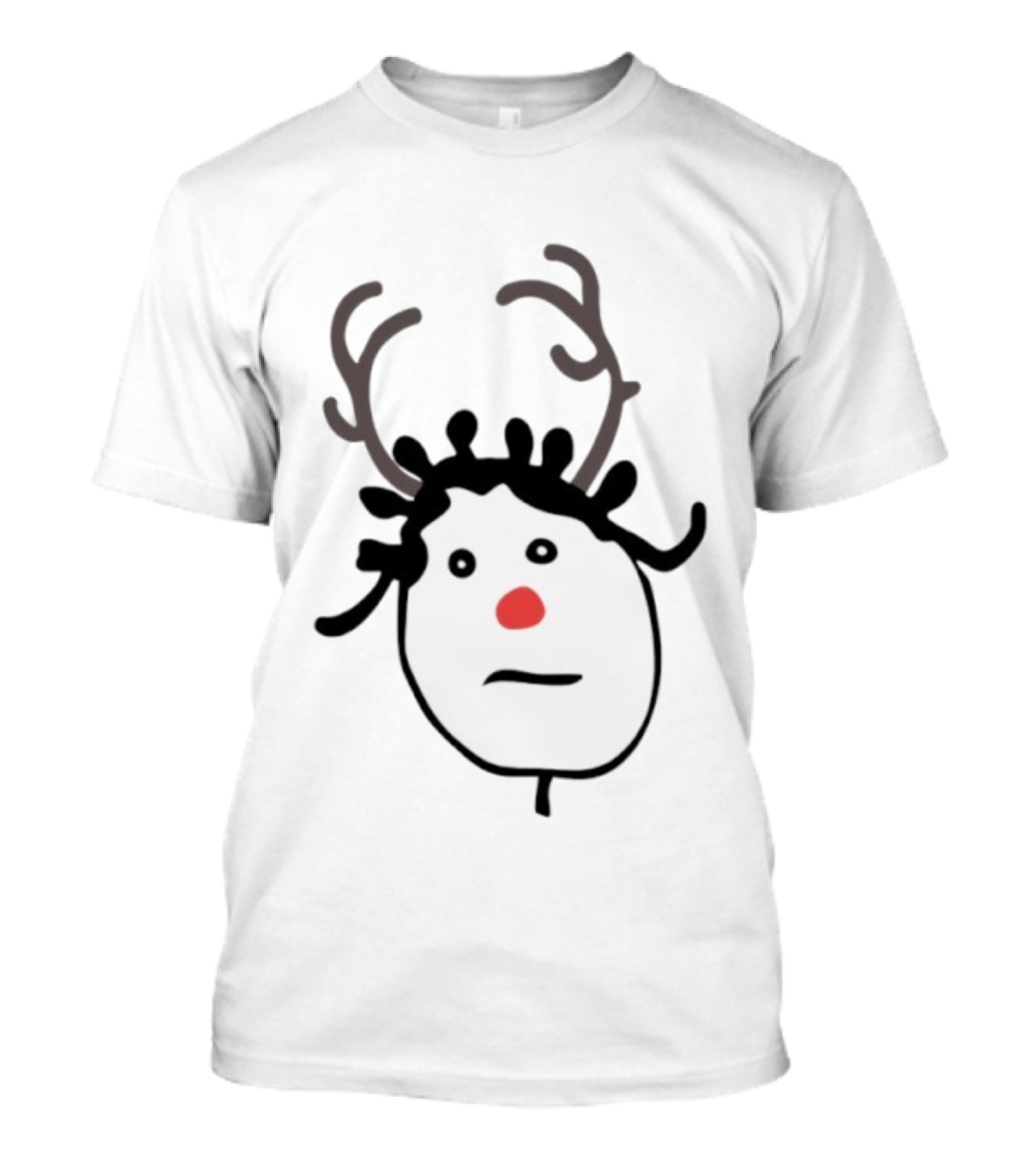 Rhenna Holiday Reindeer Drawing Red Nose Antlers T-Shirt