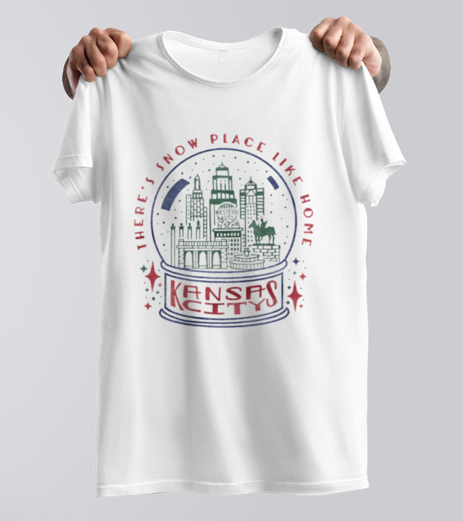 There's Snow Place Like Kansas City Home Snow Globe Scene T-Shirt
