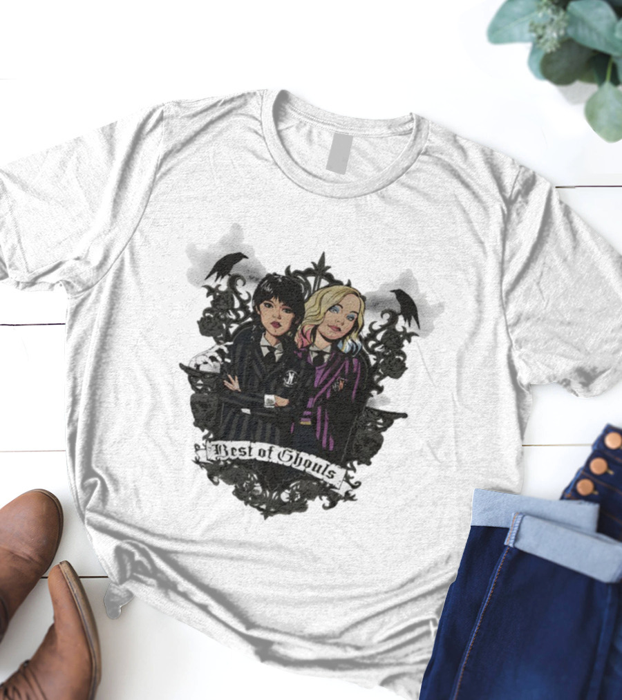 Wednesday Addams Enid Sinclair Best Of Ghouls Collage T-Shirt