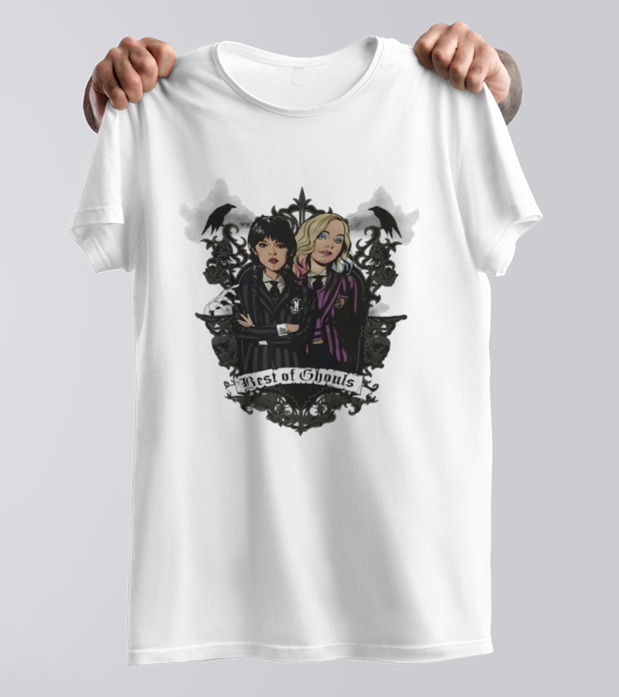 Wednesday Addams Enid Sinclair Best Of Ghouls Collage T-Shirt