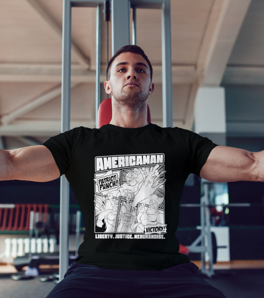 Americaman Patriot Punch Victory Liberty Vs. Injustice T-Shirt